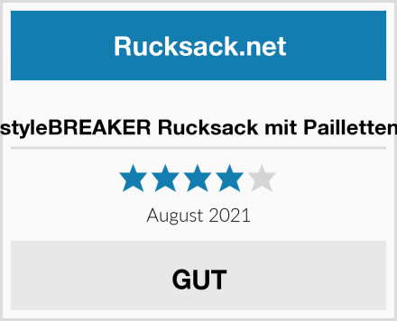  styleBREAKER Rucksack mit Pailletten Test